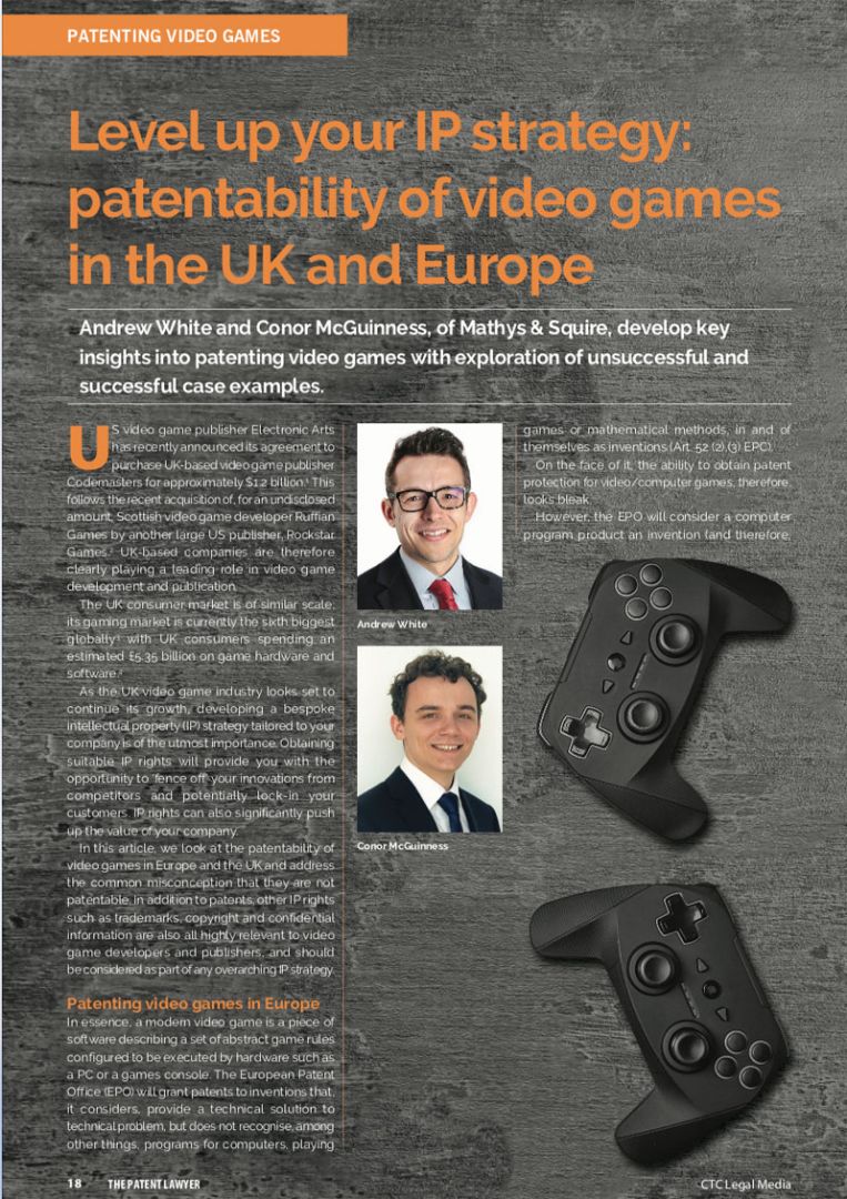 Level up your IP strategy: patentability of video games in the UK and Europe